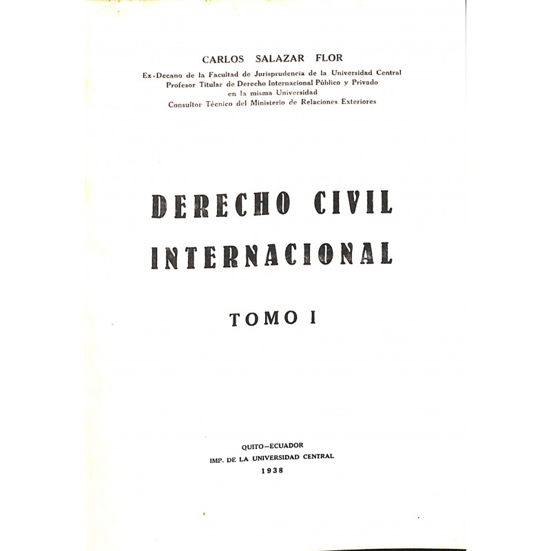Derecho civil internacional Tomo I