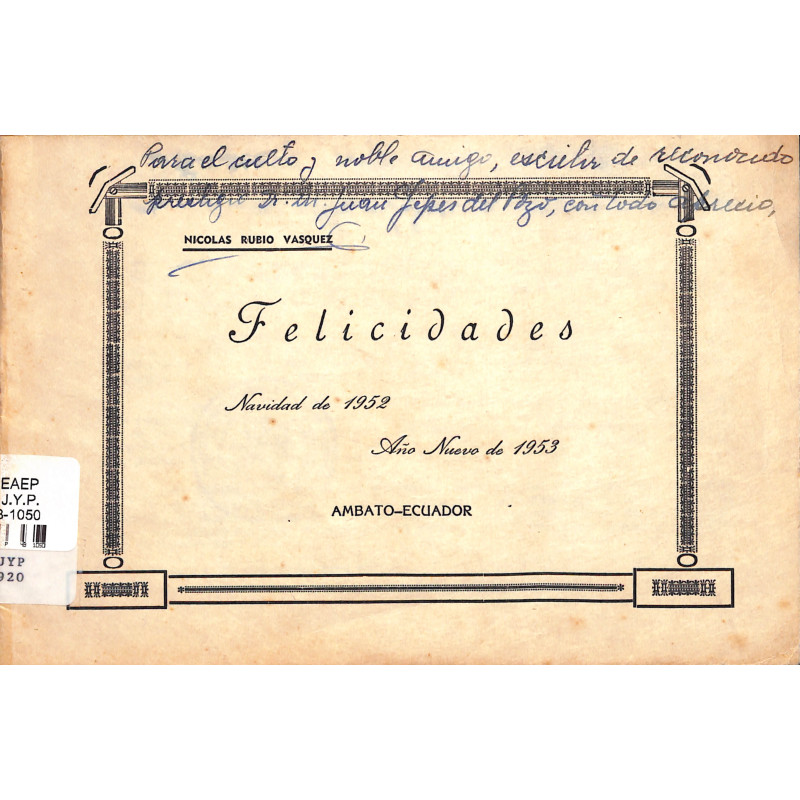 Felicidades. Navidad de 1952. Año nuevo de 1953