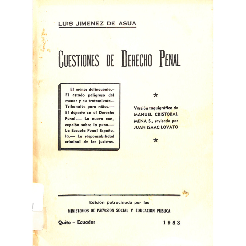 Cuestiones de derecho penal