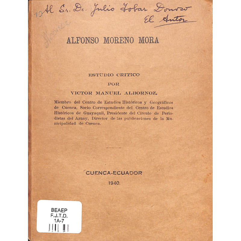 Alfonso Moreno Mora : estudio crítico