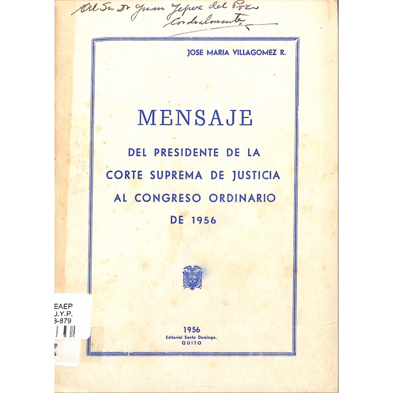 Mensaje del presidente de la corte suprema de justicia