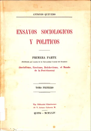 Ensayos sociológicos y políticos. Tomo I