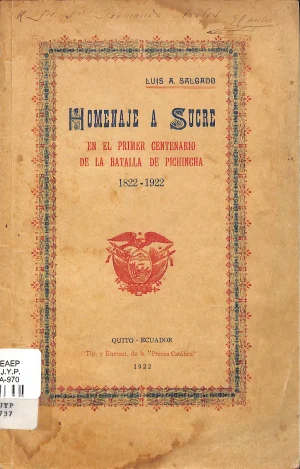 Homenaje a Sucre en el primer centenario de la batalla de Pichincha