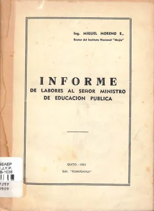 Informe de labores al Señor Ministro del Educación Pública