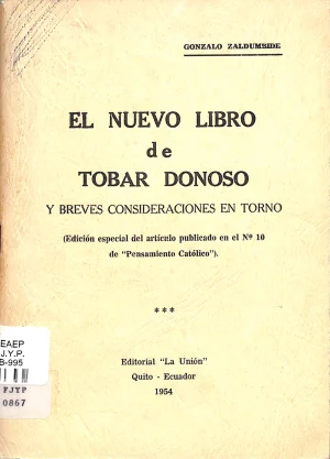 El nuevo libro de Tobar Donoso y breves consideraciones en torno