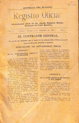 Registro oficial : administración del sr. Dr. Don Alfredo Baquerizo Moreno encargado del poder ejecutivo