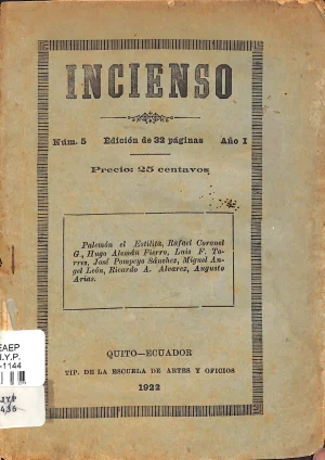 Incienso : revista mensual de arte. -- Año 1, no 5 (ene. 1923