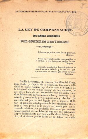 La ley de compensaciones a los señores encargados del gobierno provisorio