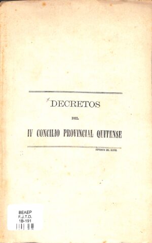 Decretos del cuarto concilio provincial quítense